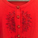 Anthropologie Cardigan Women’s Monogram Beaded Red Sweater Sz S EUC Photo 2