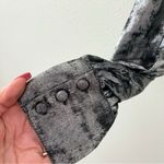 Topshop NWT High Neck Ruched Shimmery Blouse In Gunmetal Metallic Silver 10 Photo 6