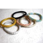 Source Unknown 6 Stackable Multi Color Crystal Glass Beaded 5 Inch Like New Bracelets Photo 1