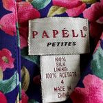 Adrianna Papell Vintage Maxi Dress 100% Silk Blouson Floral Tropical Pink 4P Photo 2