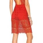 Lovers + Friends Lace Blush Red Crochet Open Back Cocktail Midi Dress Medium Photo 1