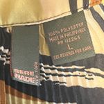 Sere Nade‎ Geometric Y2K Pleated Blouse Flared Sleeve Button Front Top Large Brown Photo 4