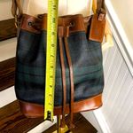 Ralph Lauren  Black Watch Plaid Leather Drawstring Bucket Tote Shoulder Bag Photo 6