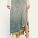 $450 NEW WITH TAGS EB DENIM Split Denim Midi Skirt‎ ( S ) Blue Photo 1