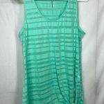 Gaiam NWOT  women’s turquoise striped sheer knotted relaxed lightweight tank top Photo 0