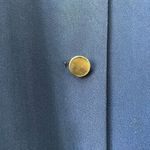 Patrick Christopher Dark Blue 100% Silk Band Collar Gold Button Blouse 18W Photo 4