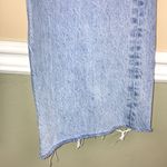 ZARA Women’s Distressed Thrashed Raw Hem Light Wash Wide Leg Denim Jeans Photo 3