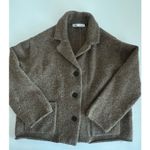 ZARA  Fuzzy Knit Brown Cardigan Sweater,  Sz: Large (b35) Photo 3