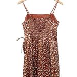 Hollister NWT  Brown Floral Satin Mini Slip Dress Size Large Ruffle Hem Tie Waist Photo 2