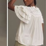 Maeve ANTHROPOLOGIE Short-Sleeve Ruffle Yoke Blouse Size Large NWT Photo 1