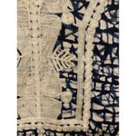 Tory Burch Blouse Womens Size 10 Blue Geometric Tunic Long Sleeve Crochet Trim Photo 2