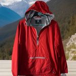 Lauren James Pullover Womens Sz M Red Hooded Half Zip Windbreaker Y2K Style Chic Photo 0