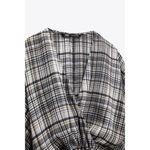ZARA  Satin Effect Plaid Long Sleeve Mini Dress Photo 7
