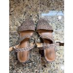 American Eagle  Tan Leopard Animal Print Ankle Strap Open Toe Shoes 8 Photo 2