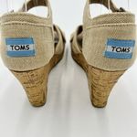 Toms Natural Linen Tan Cork 4" Wedge Strappy Sandal Shoe Size 7.5 Photo 5