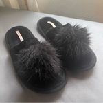 Victoria's Secret Victoria’s Secret Womens M Slide Slippers Velvet Faux Fur Poof Soft Lounge Photo 8