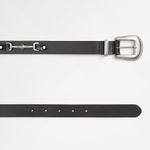ZARA Black Silver Leather Contrast Belt Accessory Photo 2