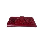 Handmade Vtg Red Tooled Leather Sunflower Womens Embossed Clutch Wallet Mexico 8" x 4" Photo 7