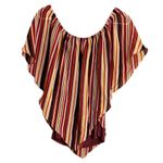 Caren Sport Multicolor Striped Blouse with Bat Wing Sleeves, Attached Tank Under Red Size 1X Photo 2