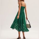 Rihoas Green Floral Shirred Slip Midi Dress Size XS Photo 5