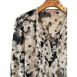Saint Tropez West  Blouse Women's Small Sheer V-Neck Floral Long Sleeve Buttons Photo 1