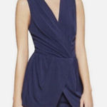BCBGeneration  Navy Blue Faux Wrap Skirt V Neck Romper Size XS Photo 0
