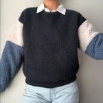 American Eagle  blue and white teddy sherpa sweater Photo 0