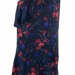 Parker Floral One Shoulder Dress XS Black Multi Lined Tiered Hem NWT Photo 2