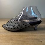 Joan Boyce Shies Silver Glitter Peep Toe Kitten Heel Slip Photo 1