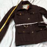 Milly New York Short Trench Coat Brown Belted Gold Button Closure Size 6 Solid Photo 4