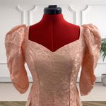 Vintage 1980's Lace and Satin Formal Dress Union Made Size 4 Orange Photo 2