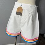 Main Strip  White Striped Shorts Tennis Casual Pink Blue Orange, Large Photo 1