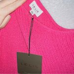 Le lis NWT  Barbie Pink Crochet Knit One Shoulder Mini Bodycon Sweater Dress LG Photo 2