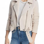 BLANK NYC White Sand Suede Moto Jacket Size M - Cream Neutral Moto Photo 0