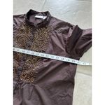 Chico's Top Womens 2 Large Chocolate Brown Tunic Gold Beaded Peasant Boho Desert Photo 7