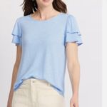 Kaileigh  Sky Blue Ruffle Sleeve Tee Photo 3