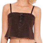 Wild Fable NEW  Denim Crop Top Brown Size Large Boho Adjustable Spaghetti Straps Photo 1