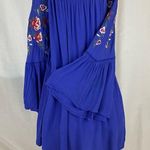 Altar'd State Altar’d State Royal Blue Floral Bell Sleeve Mini Dress Woman’s Size Medium Photo 6