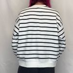 H&M Women's Striped Pullover Sweatshirt Oversized Fit M Med Medium Ivory Black Photo 1
