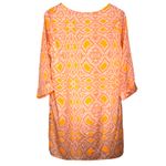 Anthropologie Everly Orange White Shift Dress Womens Medium Geometric Lined USA Photo 1