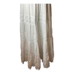 Bardot Dress Women XL White Cotton Embroidered Cut Out Tiered Maxi Boho Cottage Photo 7