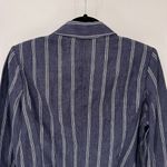 CAbi Nautical Blazer Jacket Womens 10 Blue White Stripe Linen Pockets Style 871 Photo 6