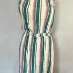 H&M Cream Pastel Green Purple Plaid MIDI Dress Photo 2