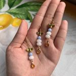 Bee Jewelry Set, White Jade Honey Amber Citrine Blue Jade Teardrop Fun Gift Set Photo 1