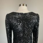 AQUA Black Sequined Long Sleeve Cut Out Sheath Cocktail Dress Size 6 by Photo 5
