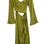 For Love & Lemons Allie Midi Dress in Green With Flower Size Small S NEW Photo 2
