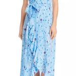 Poupette St. Barth Ruffle Wrap Maxi Dress Blue Beach Cover-Up Vacation Size Small Photo 0