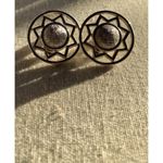 Monet Vintage  Silver Tone Sun Flower Round Metal Button Clip On Earrings Signed Photo 1