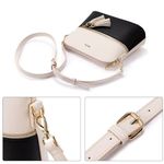 Lovevook Faux Leather Contrast Zip Crossbody Bag Purse Cream Black Small Size Tan Photo 1