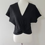 ZARA  Black Knotted Textured Weave Dolman Crop Top Size Small Photo 1